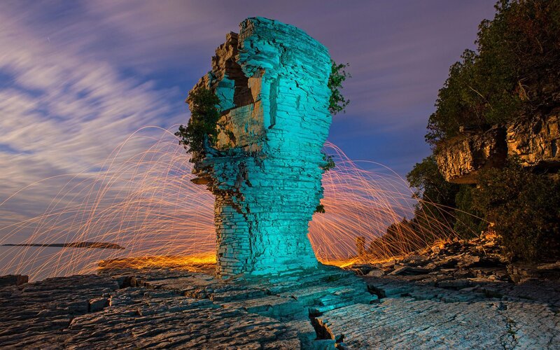 Rock Formation at Dusk — Blue