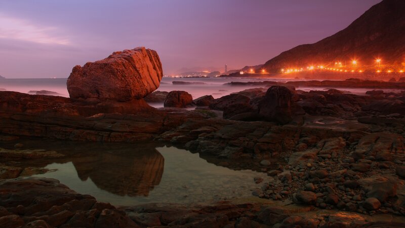 Rock Formation at Dusk — Purple