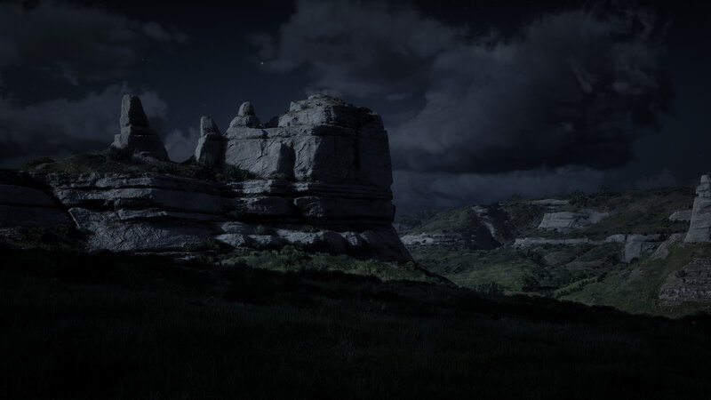 Rock Formation at Night — Black, Dark, Dramatic