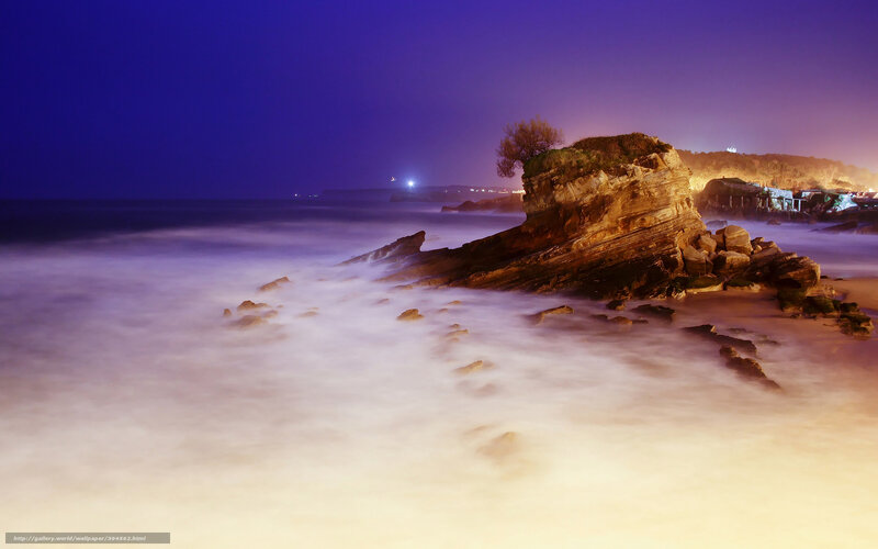 Rock Formation at Night — Purple