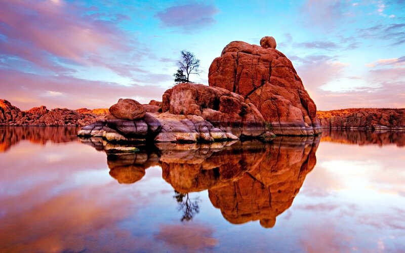 Rock formation at sunset