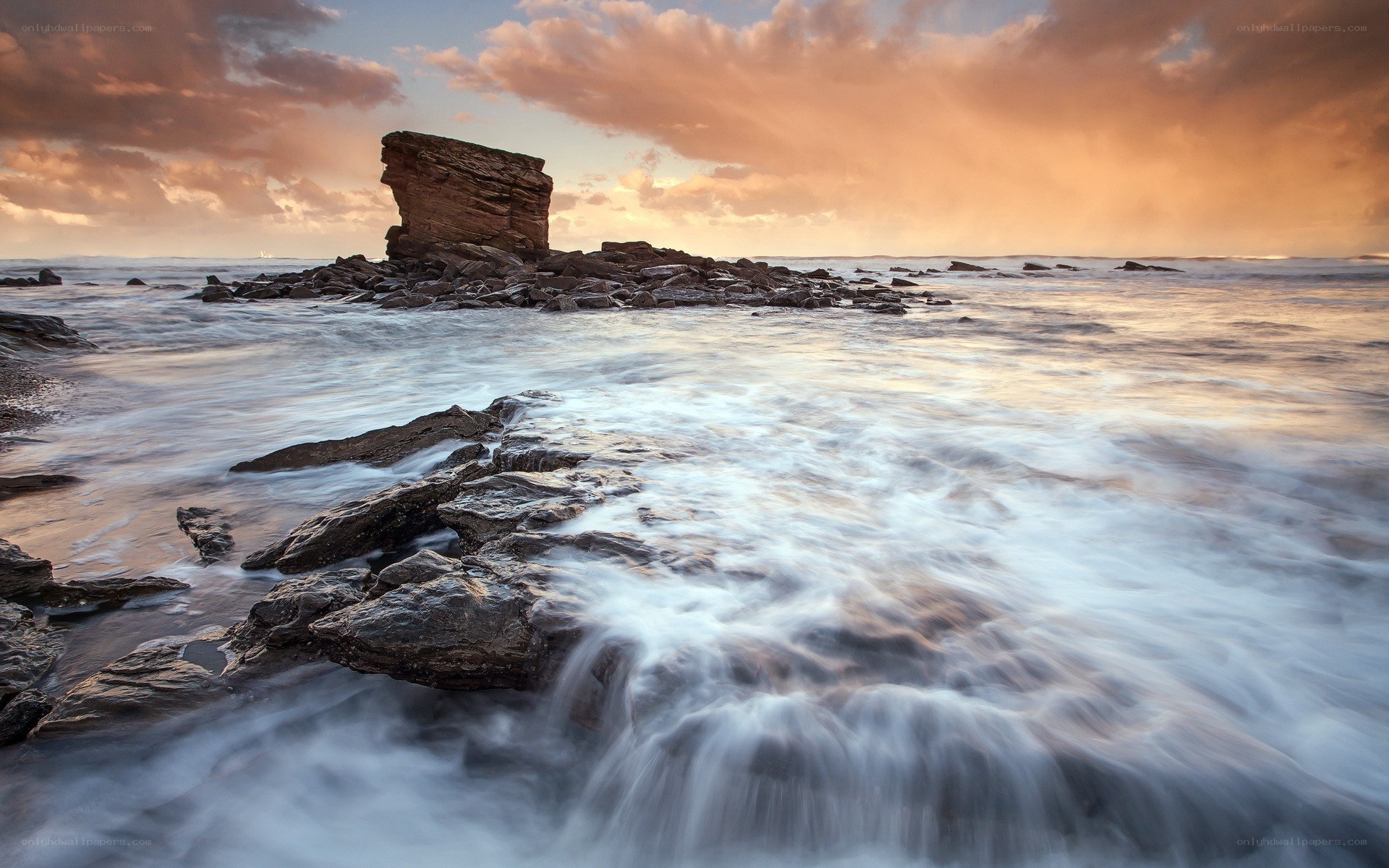 Rock formation at sunset