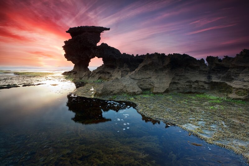Rock formation at sunset