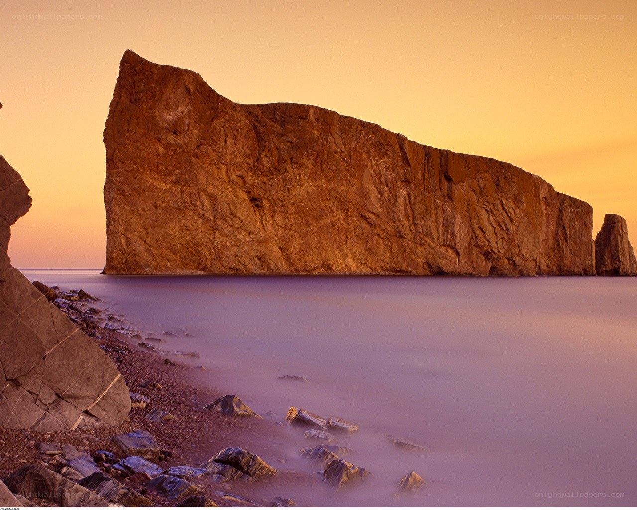 Rock formation at sunset
