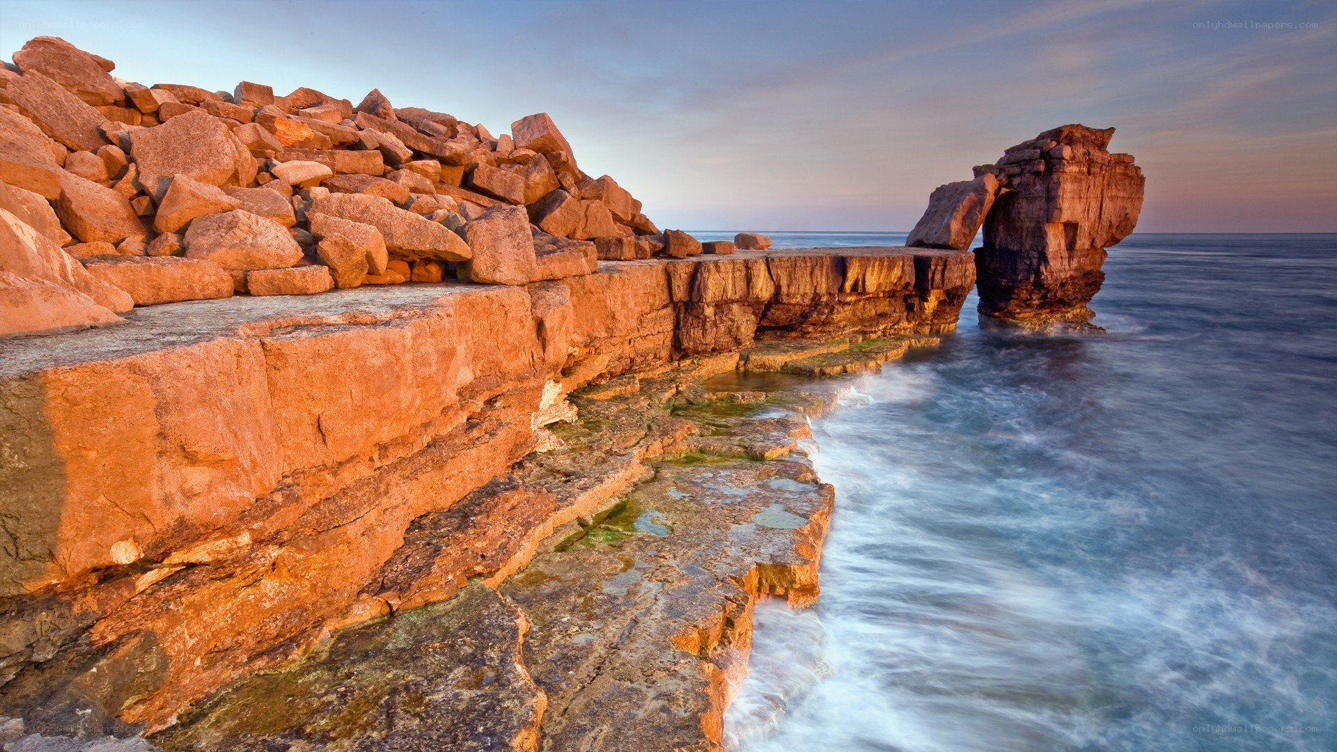 Rock formation at sunset