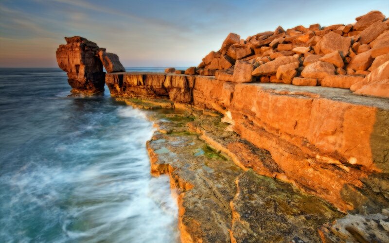 Rock formation at sunset