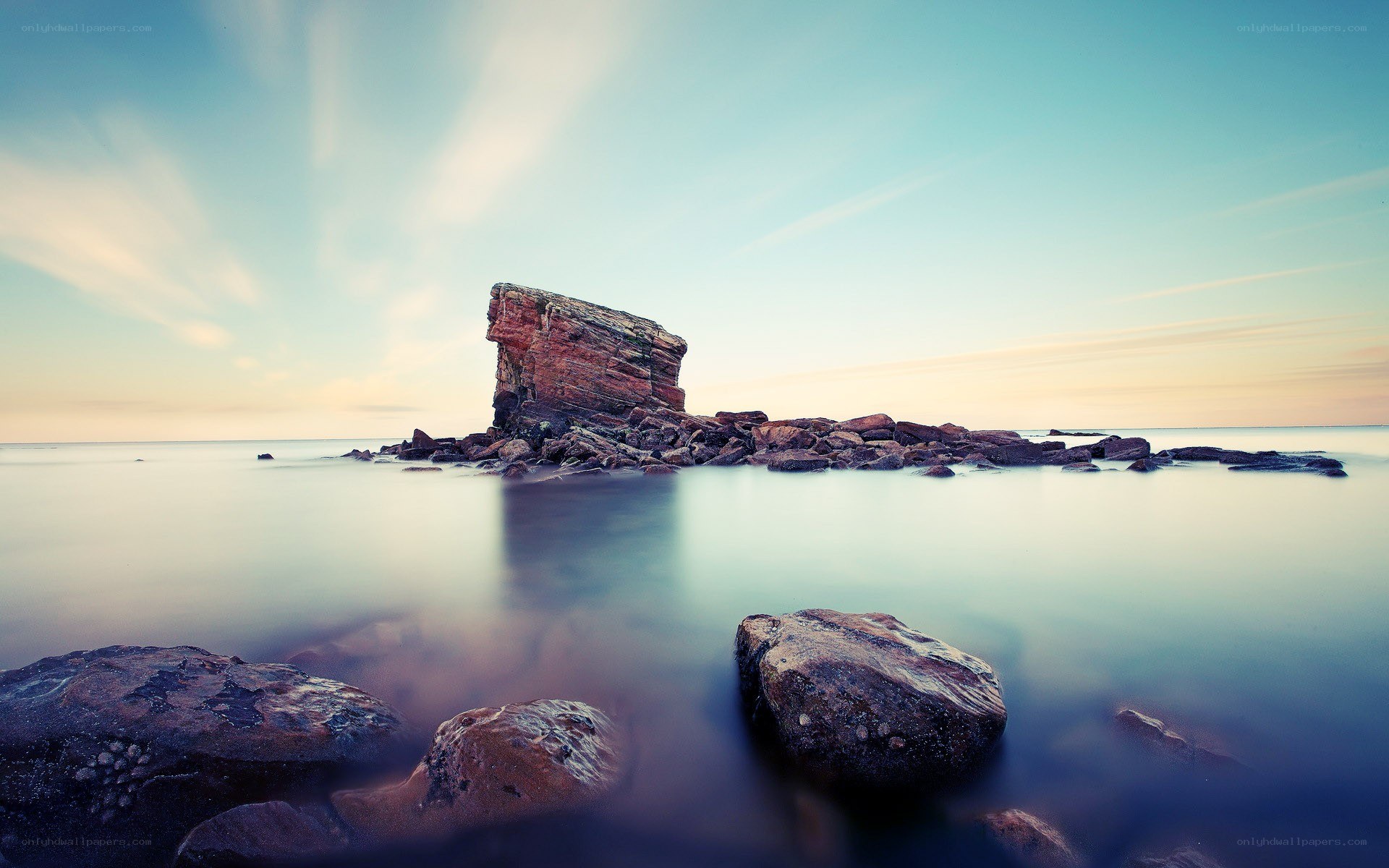 Rock formation at sunset