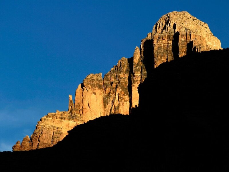 Rock Formation at Sunset — Blue, Dramatic, Photograph, Mountain