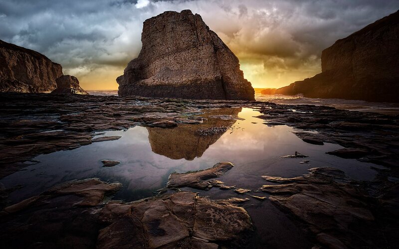 Rock Formation at Sunset — Brown, Dramatic