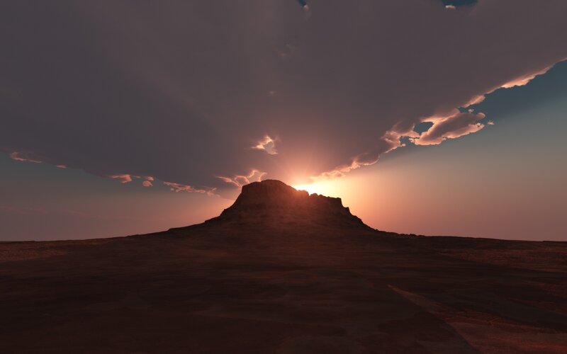 Rock Formation at Sunset — Orange, Dramatic, 3d Render