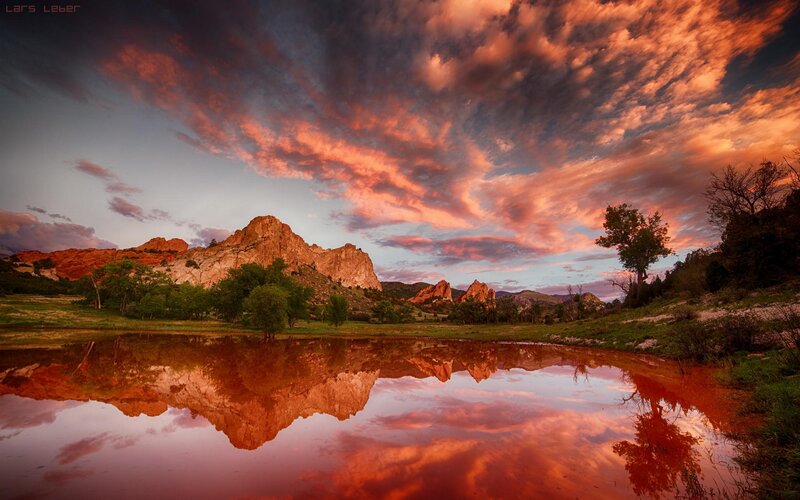 Rock Formation at Sunset — Orange, Dramatic, Photograph, Mountain