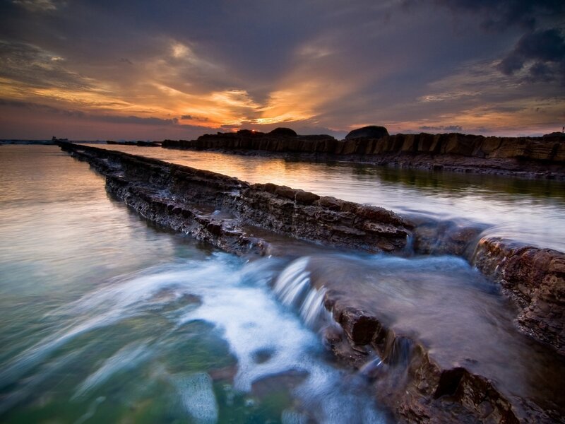 Rock Formation at Sunset — Orange, Dramatic, Photograph, Rocks