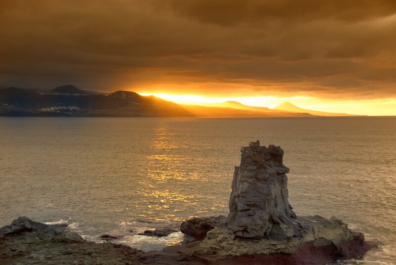 Rock Formation at Sunset — Orange, Dramatic
