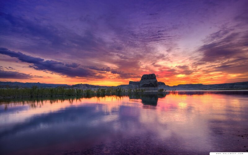 Rock Formation at Sunset — Purple, Dramatic, Photograph