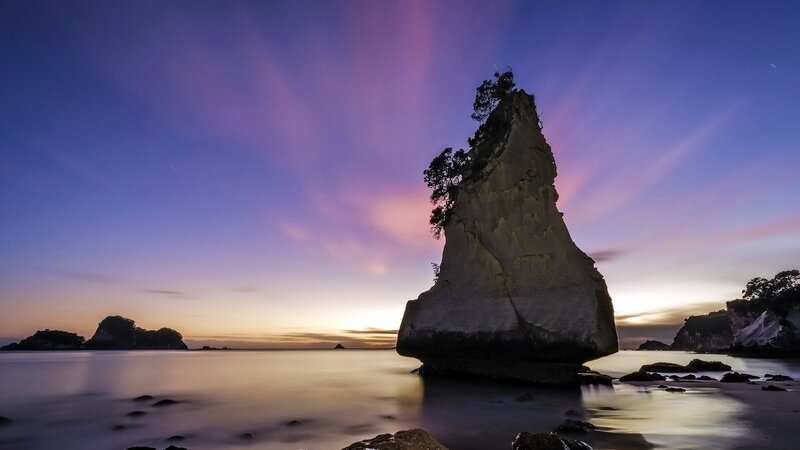 Rock Formation at Sunset — Purple, Serene