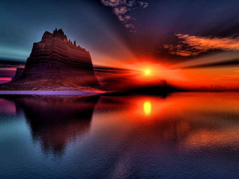 Rock Formation at Sunset — Red
