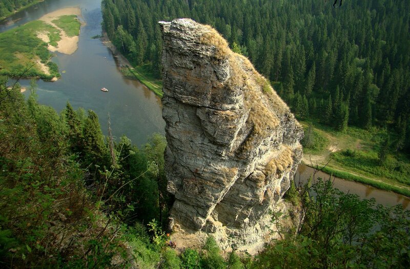 Rock formation by a river