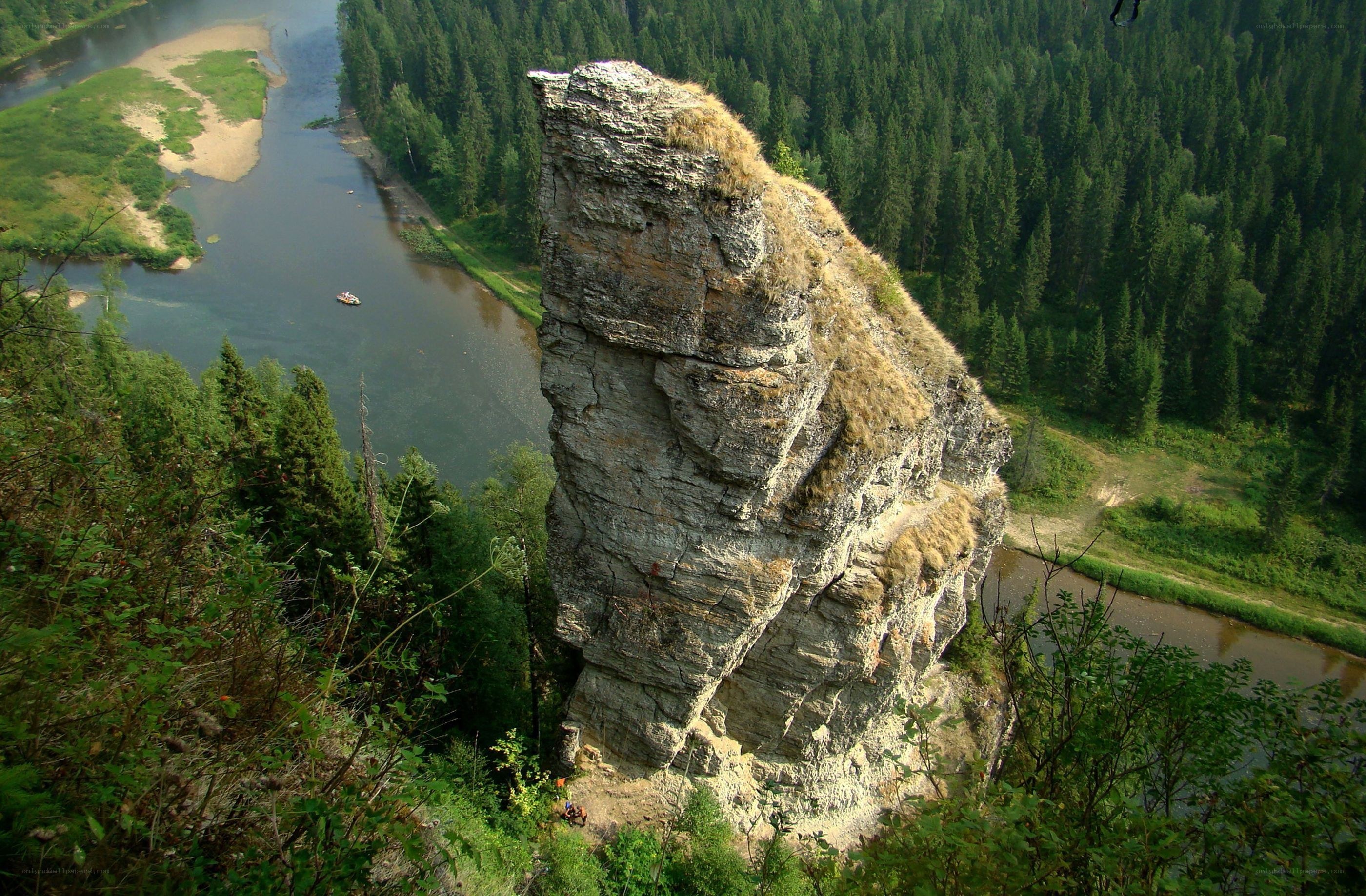 Rock formation by a river