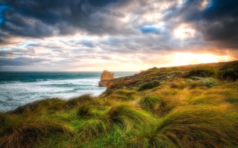 Rock Formation by Ocean — Green