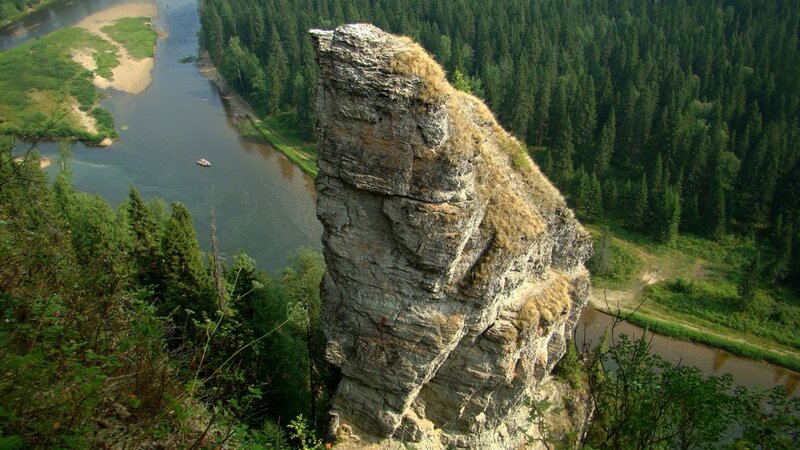 Rock Formation by River — Green
