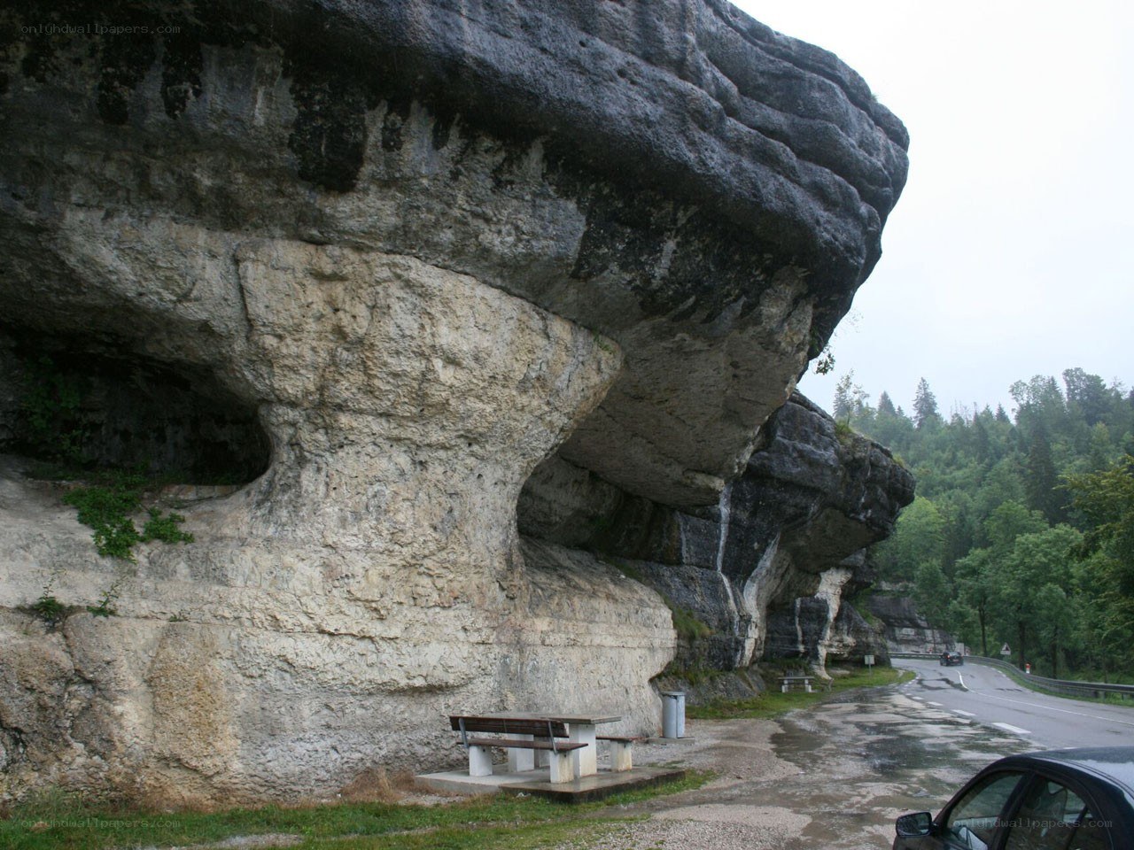Rock formation by roadside