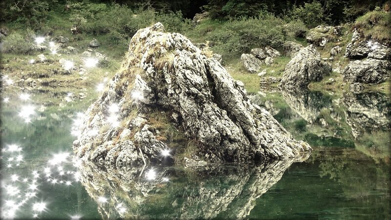 rock formation in a lake