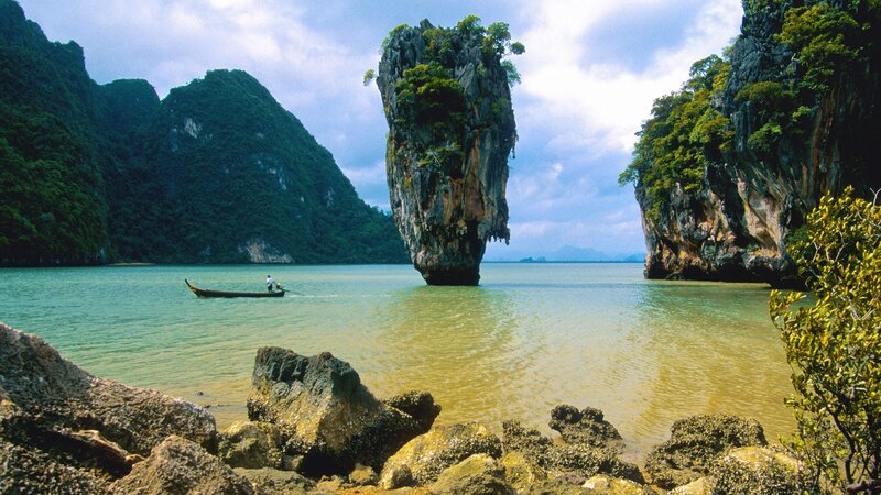 Rock Formation in Bay — Green