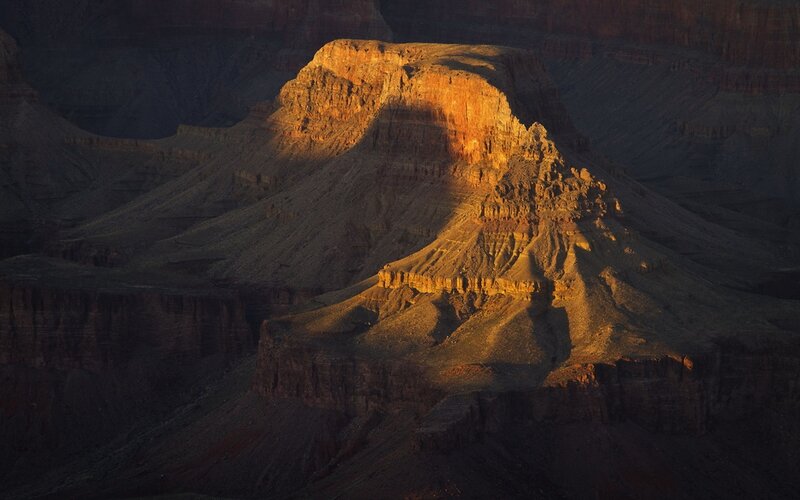 Rock Formation in Canyon — Brown, Dramatic, Sunset, Photograph