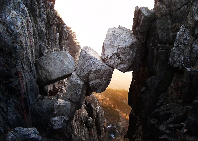 Rock Formation in Canyon — Gray