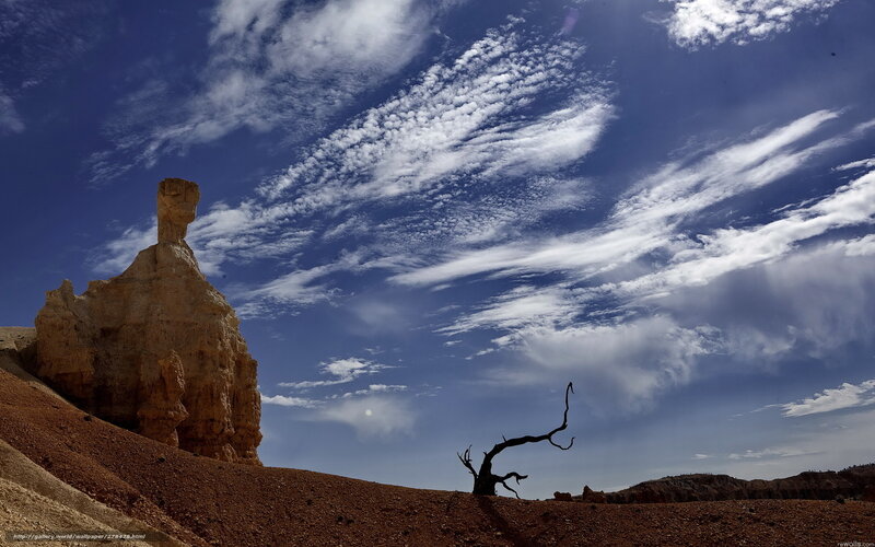 Rock Formation in Desert — Blue, Dramatic, Afternoon, Photograph