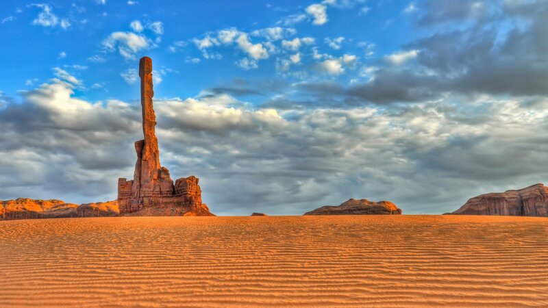 Rock Formation in Desert — Blue, Dramatic, Afternoon
