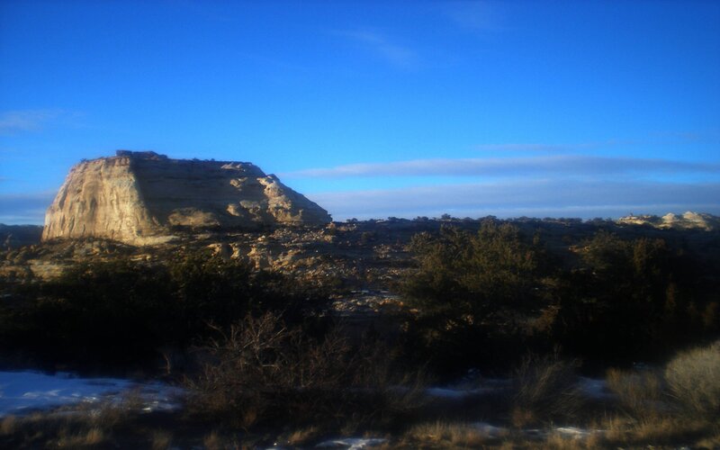 Rock Formation in Desert — Blue, Serene, Winter