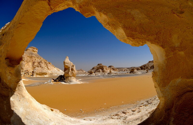 Rock Formation in Desert — Blue