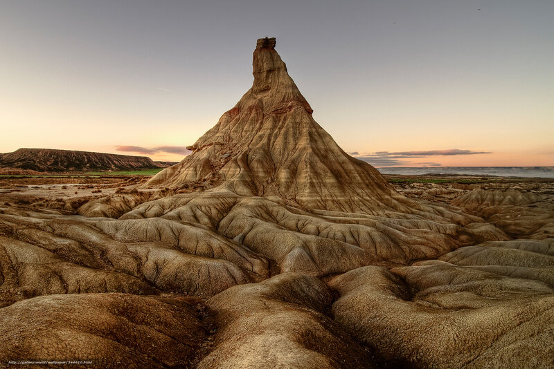 Rock Formation in Desert — Brown, Dramatic, Sunset, Photograph, Sky