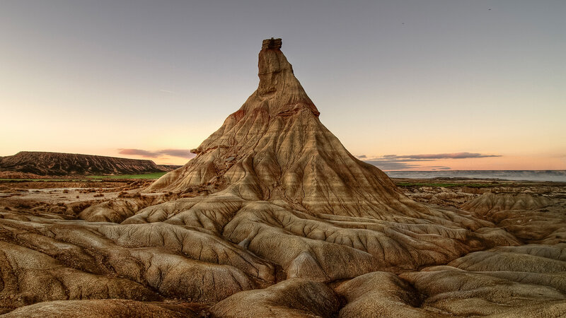 Rock Formation in Desert — Brown, Dramatic, Sunset, Photograph