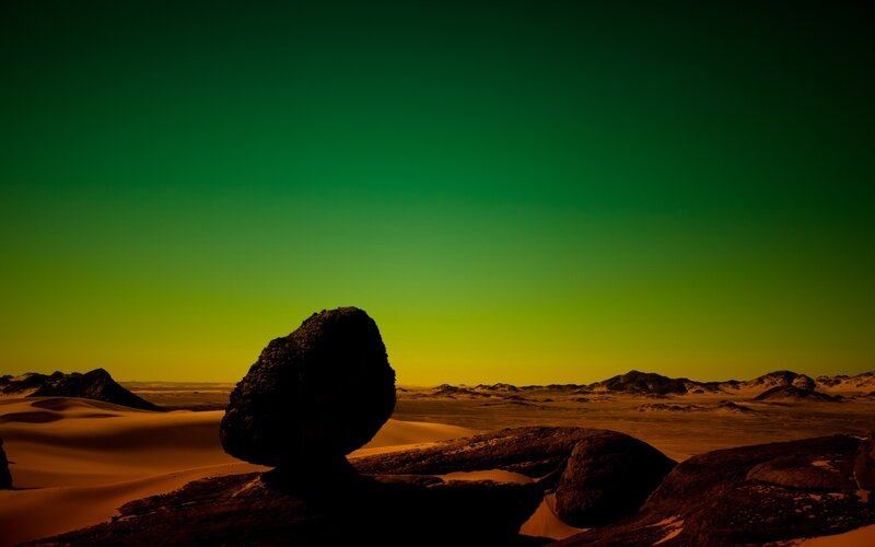 Rock Formation in Desert — Green