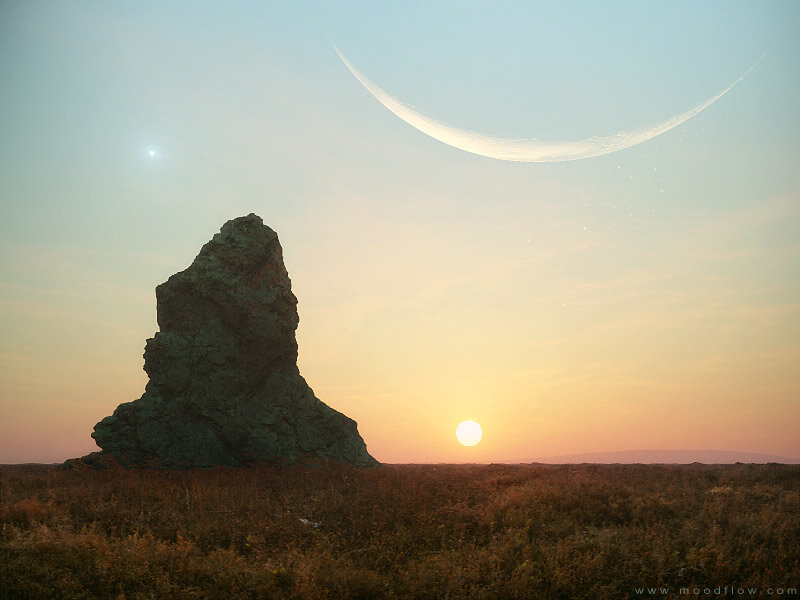 Rock Formation in Desert — Orange, Serene