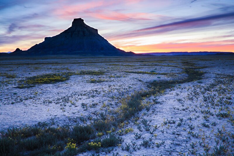 Rock Formation in Desert — Purple, Serene