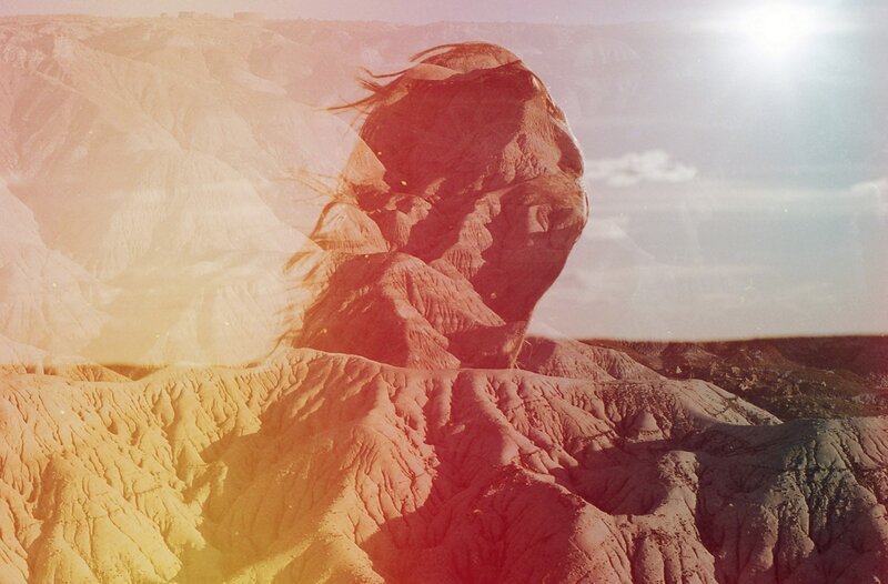 Rock Formation in Desert — Red, Dramatic, Sunset, Photograph