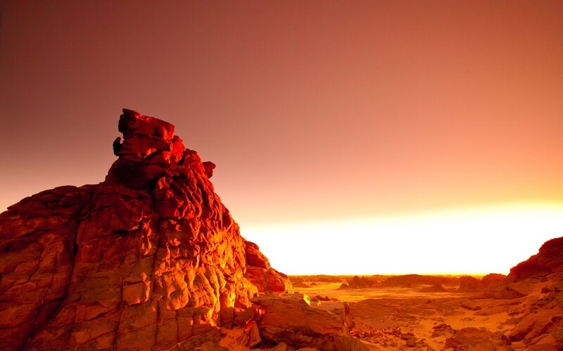 Rock Formation in Desert — Red