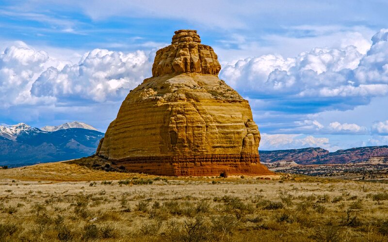Rock Formation in Desert — Yellow, Dramatic