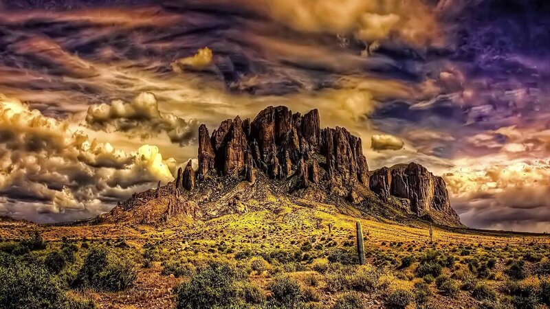 Rock Formation in Desert — Yellow