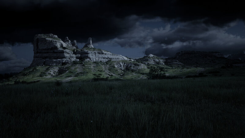 Rock Formation in Field — Green