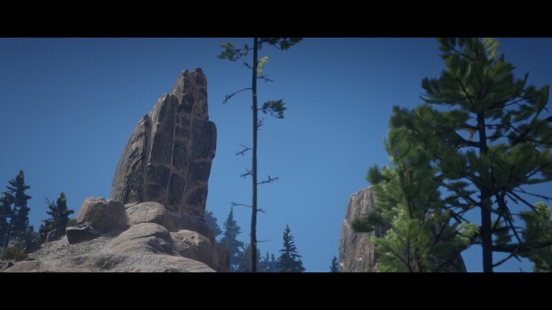 Rock Formation in Forest — Blue, Serene