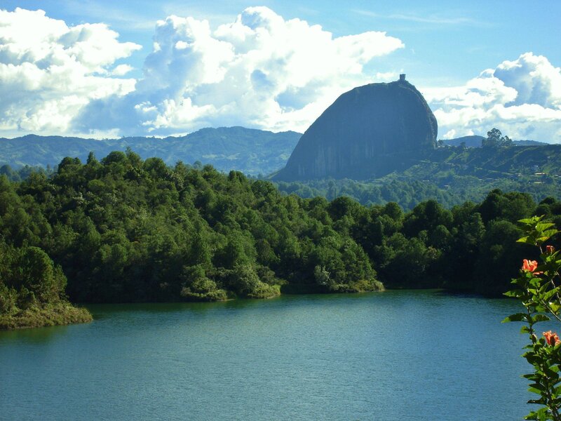 Rock Formation in Lake — Blue, Serene, Afternoon, Photograph, Mountain