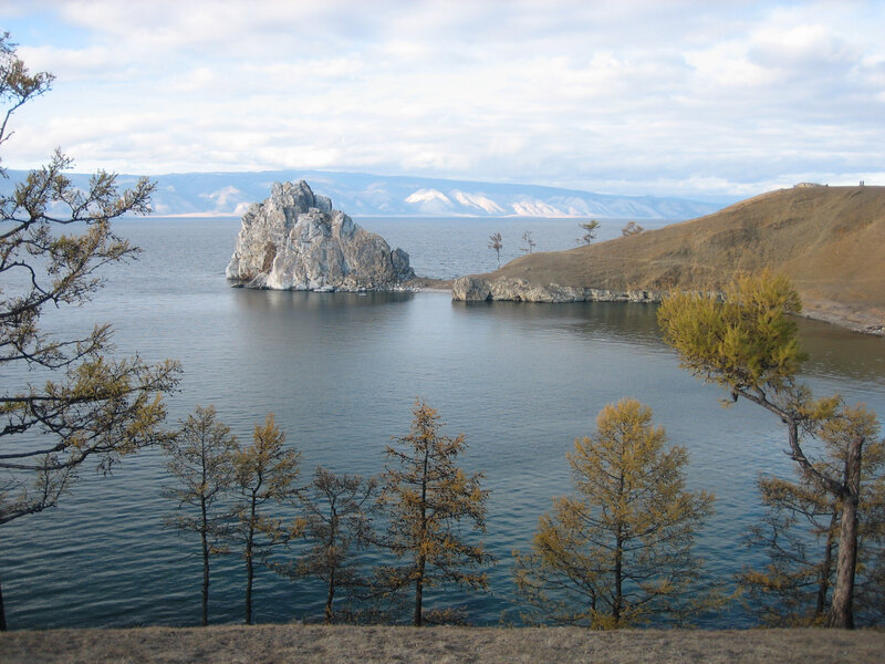 Rock Formation in Lake — Blue