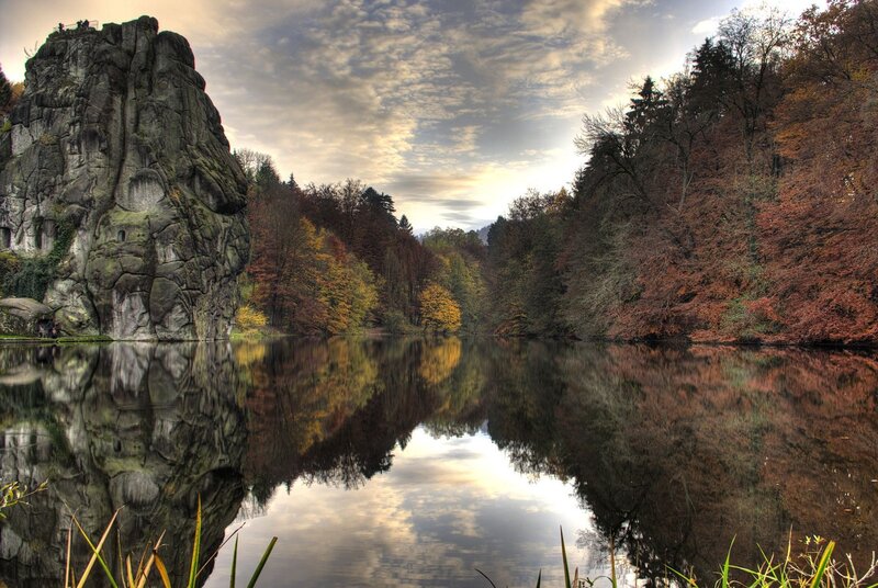 Rock Formation in Lake — Brown, Serene, Autumn