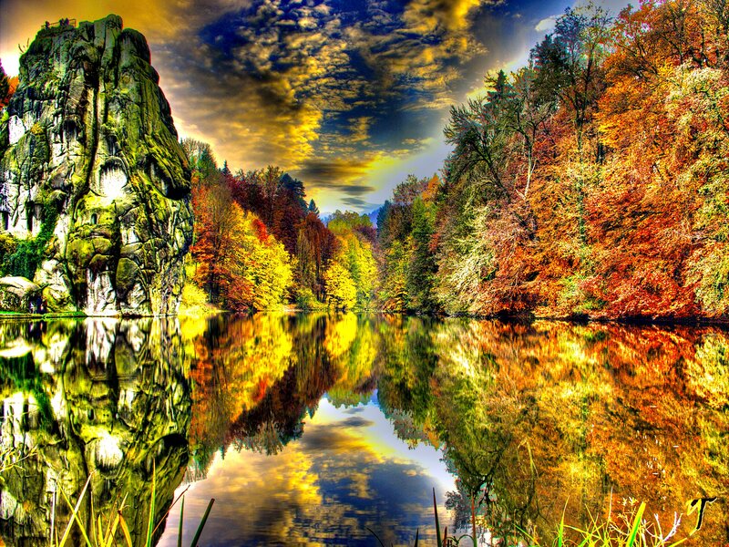 Rock Formation in Lake — Yellow