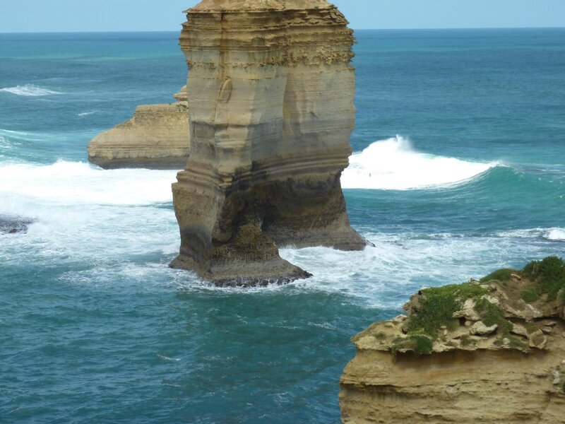 Rock Formation in Ocean — Blue, Dramatic, Afternoon, Photograph, Waves