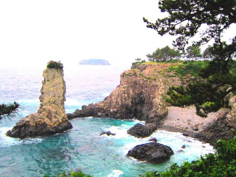 Rock Formation in Ocean — Blue, Serene, Afternoon